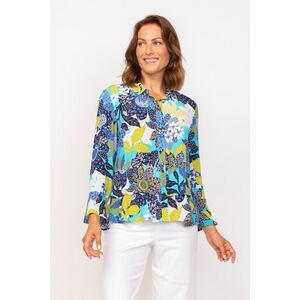 Habitat Floral Blouse Top Flare Flutter Sleeve Tiered Artsy Drapes Classic Large